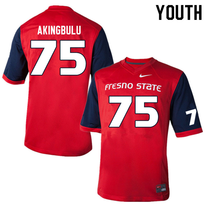 Youth #75 Alex Akingbulu Fresno State Bulldogs College Football Jerseys Sale-Red